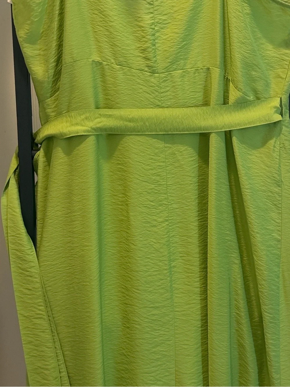 Lime Green Wrap Dress with Ruffle Side Tie Beach Vacation Dress Wedding Guess - Picture 12 of 16